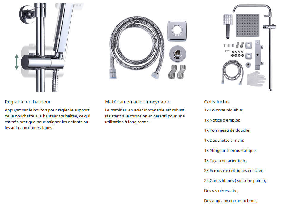 colonne de douche thermostatique