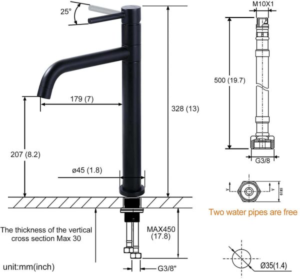 arcora robinet lavabo noir