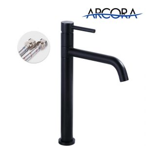 ARCORA Robinet Lavabo Noir, Mitigeur de Lavabo Vasque Haut Pivotant à 360°