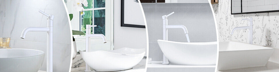 arcora single handle white bathroom vessel sink faucet 10