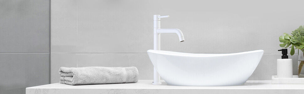 arcora single handle white bathroom vessel sink faucet 2