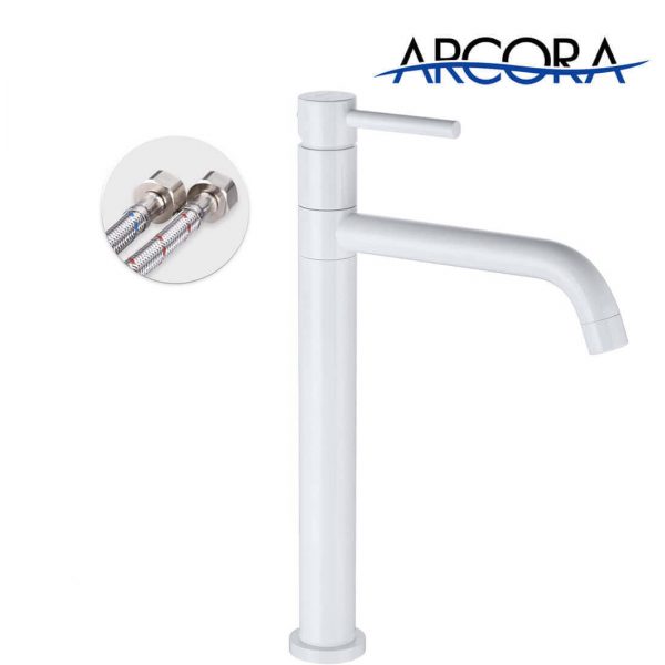 arcora single handle white bathroom vessel sink faucet 3