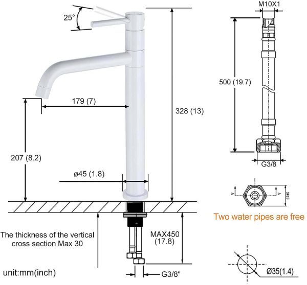 arcora single handle white bathroom vessel sink faucet 4