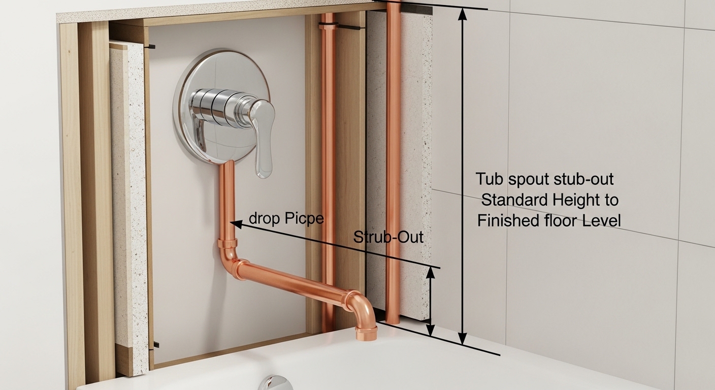 tub spout rough in height